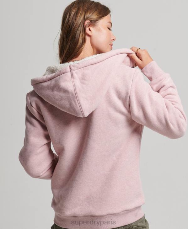Superdry femmes sweat à capuche zippé doublé borg essential D64Z5745 vêtements rose