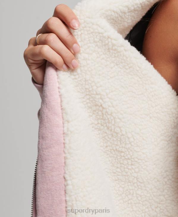 Superdry femmes sweat à capuche zippé doublé borg essential D64Z5745 vêtements rose