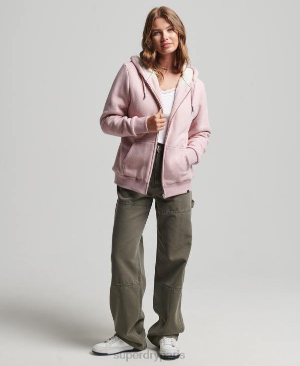 Superdry femmes sweat à capuche zippé doublé borg essential D64Z5745 vêtements rose