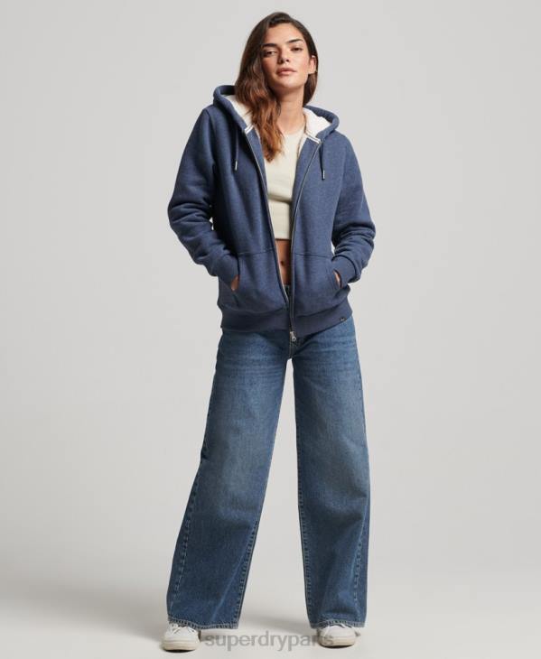 Superdry femmes sweat à capuche zippé doublé borg essential D64Z5748 vêtements marine