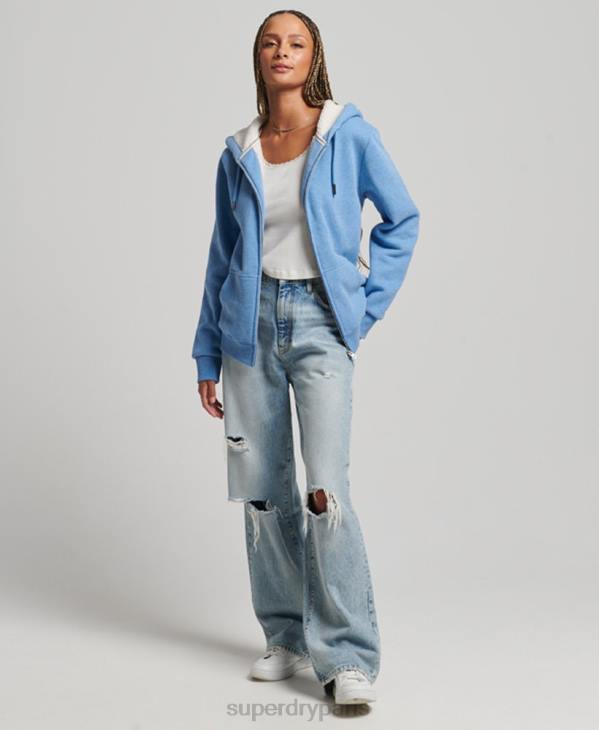 Superdry femmes sweat à capuche zippé doublé borg essential D64Z5750 vêtements bleu