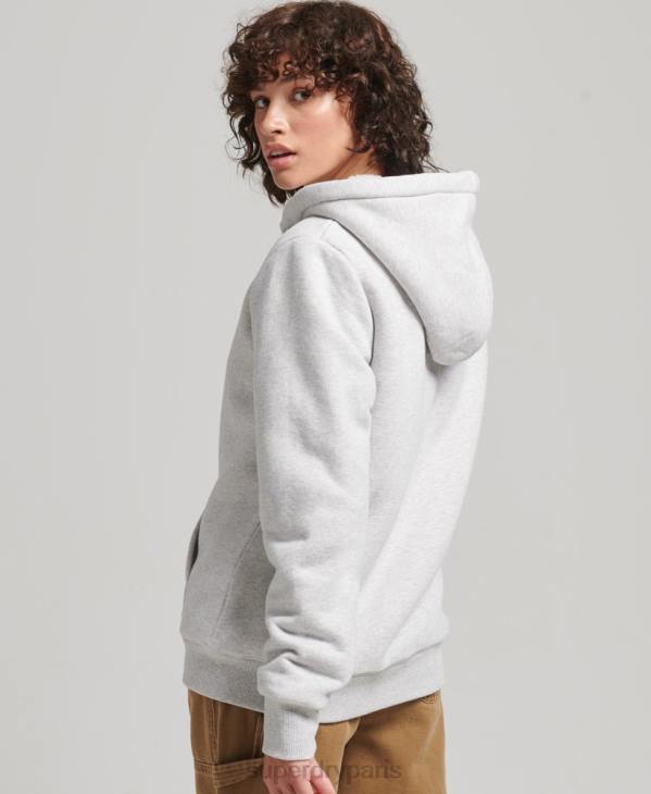 Superdry femmes sweat à capuche zippé doublé borg essential D64Z5752 vêtements gris clair