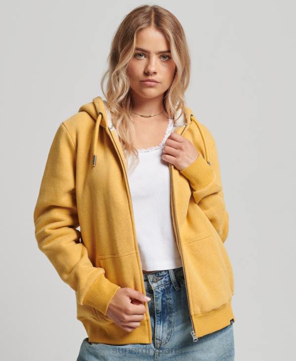 Superdry femmes sweat à capuche zippé doublé borg essential D64Z5754 vêtements jaune