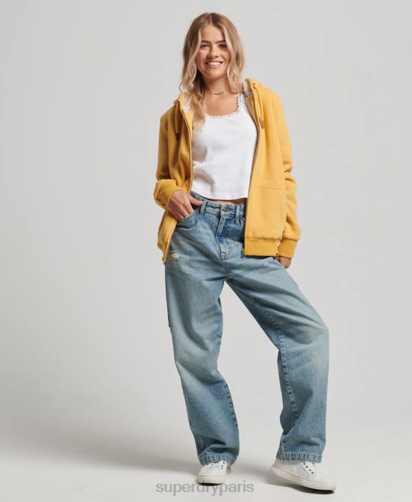 Superdry femmes sweat à capuche zippé doublé borg essential D64Z5754 vêtements jaune
