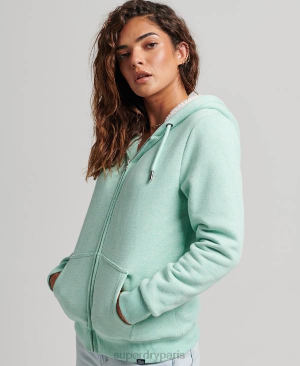 Superdry femmes sweat à capuche zippé doublé borg essential D64Z5757 vêtements vert