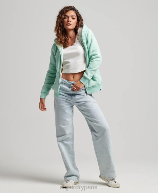 Superdry femmes sweat à capuche zippé doublé borg essential D64Z5757 vêtements vert