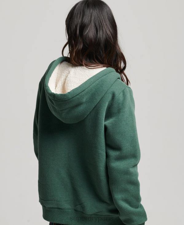 Superdry femmes sweat à capuche zippé doublé borg essential D64Z5782 vêtements vert