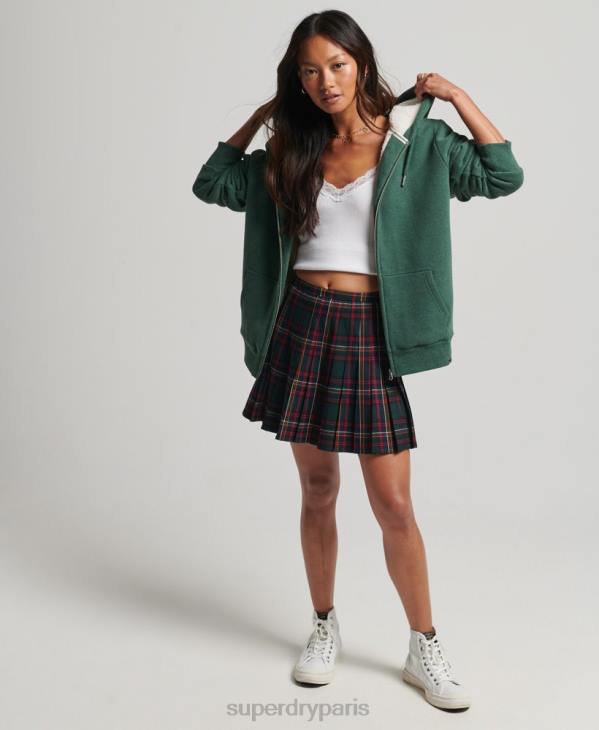 Superdry femmes sweat à capuche zippé doublé borg essential D64Z5782 vêtements vert