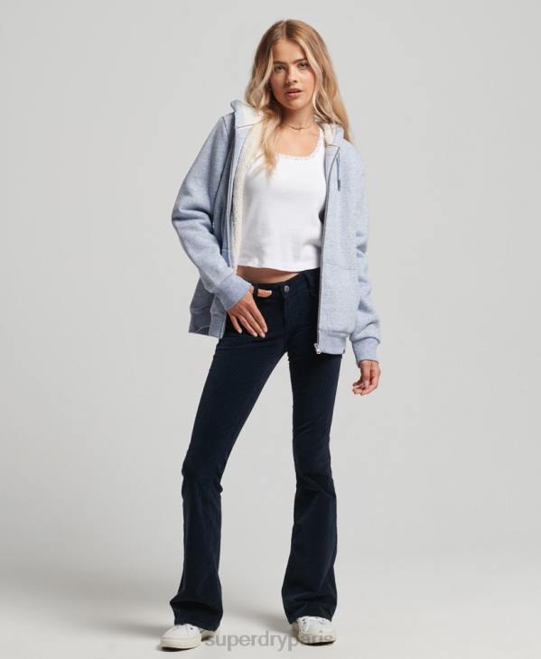 Superdry femmes sweat à capuche zippé doublé borg essential D64Z5880 vêtements bleu clair