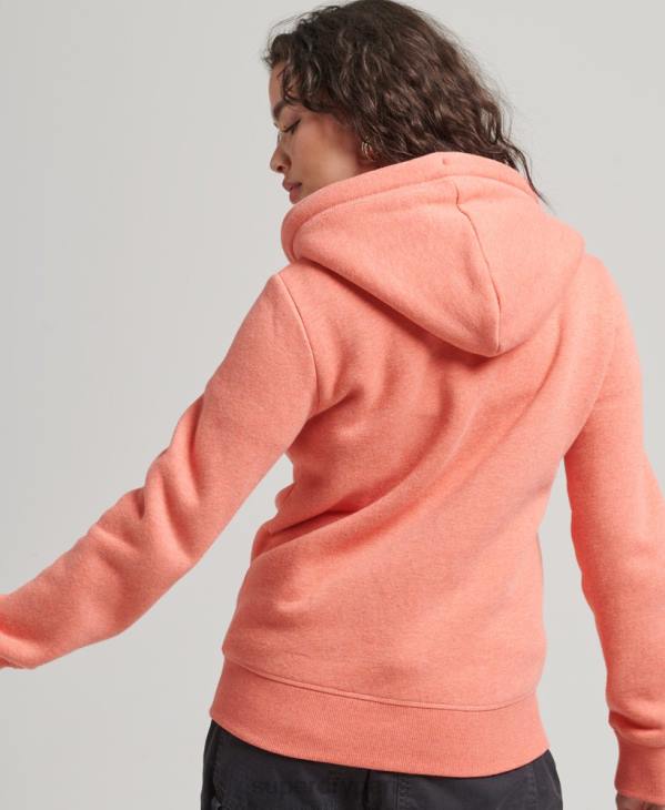 Superdry femmes sweat à capuche zippé en coton bio à logo vintage D64Z3329 vêtements corail