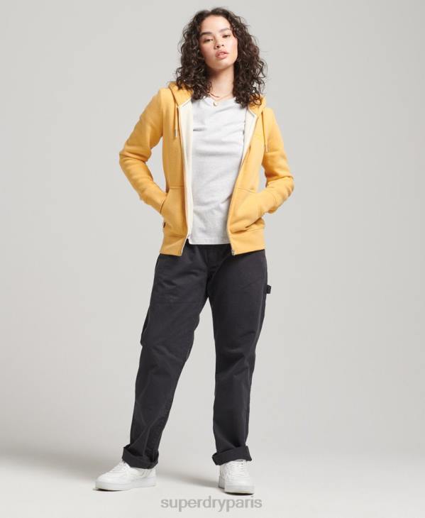 Superdry femmes sweat à capuche zippé en coton bio à logo vintage D64Z3384 vêtements jaune