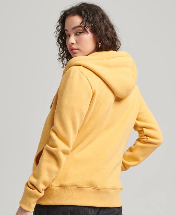 Superdry femmes sweat à capuche zippé en coton bio à logo vintage D64Z3384 vêtements jaune