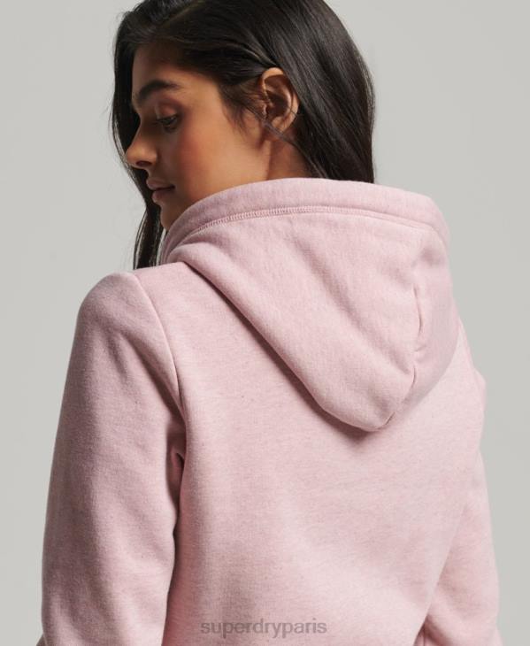Superdry femmes sweat à capuche zippé en coton bio à logo vintage D64Z5763 vêtements rose