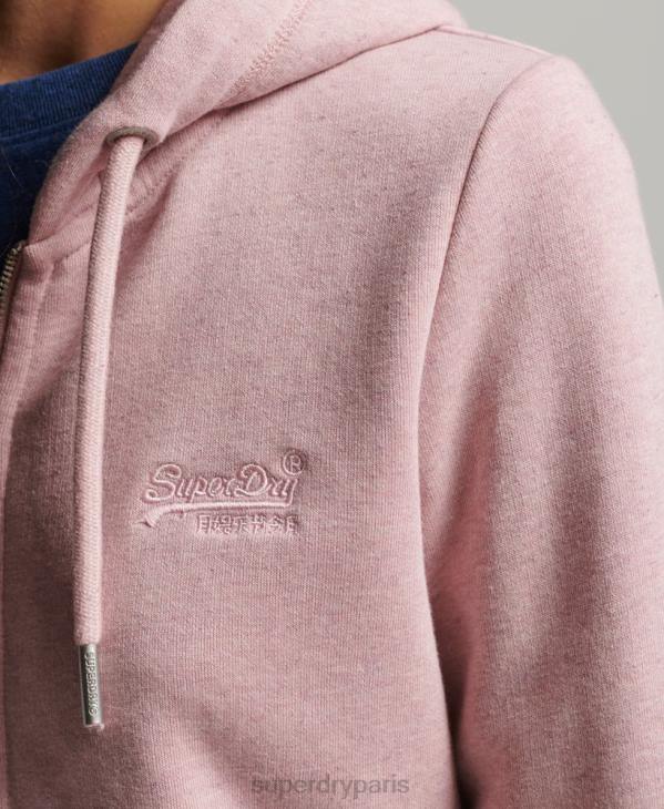 Superdry femmes sweat à capuche zippé en coton bio à logo vintage D64Z5763 vêtements rose