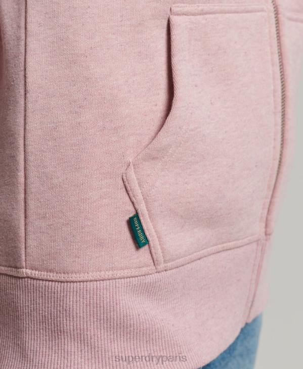 Superdry femmes sweat à capuche zippé en coton bio à logo vintage D64Z5763 vêtements rose