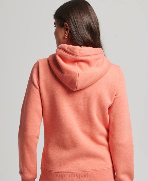 Superdry femmes sweat à capuche zippé essentiel en coton bio D64Z3293 vêtements corail