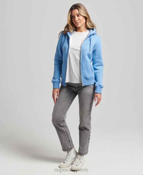 Superdry femmes sweat à capuche zippé essentiel en coton bio D64Z3301 vêtements bleu