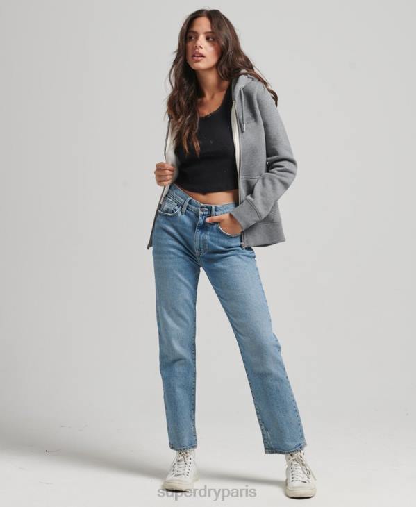 Superdry femmes sweat à capuche zippé essentiel en coton bio D64Z3303 vêtements gris