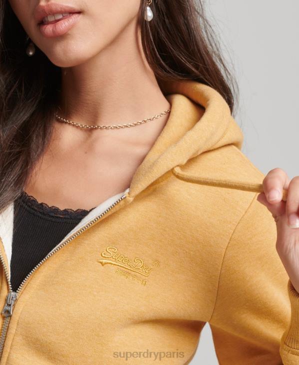Superdry femmes sweat à capuche zippé essentiel en coton bio D64Z3343 vêtements jaune