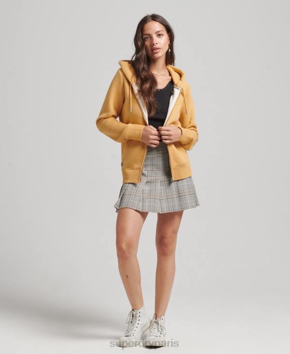 Superdry femmes sweat à capuche zippé essentiel en coton bio D64Z3343 vêtements jaune