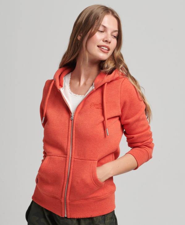 Superdry femmes sweat à capuche zippé essentiel en coton bio D64Z5744 vêtements orange