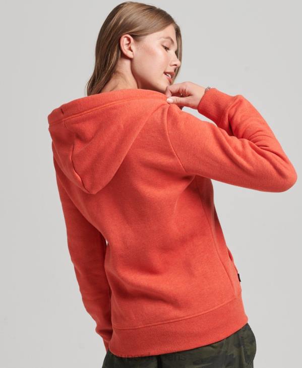 Superdry femmes sweat à capuche zippé essentiel en coton bio D64Z5744 vêtements orange