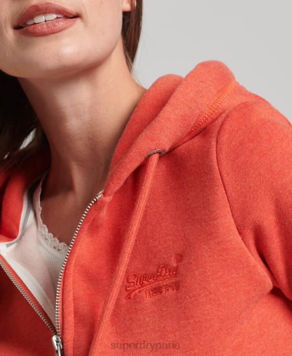 Superdry femmes sweat à capuche zippé essentiel en coton bio D64Z5744 vêtements orange