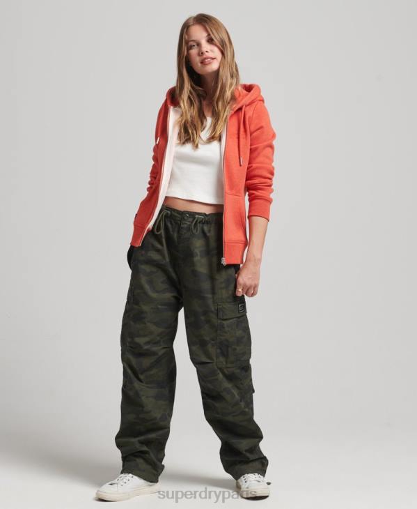 Superdry femmes sweat à capuche zippé essentiel en coton bio D64Z5744 vêtements orange