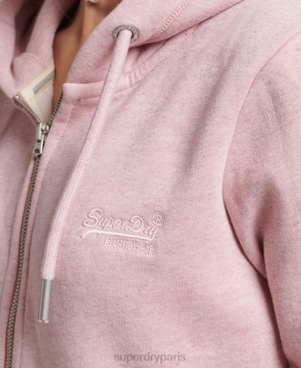 Superdry femmes sweat à capuche zippé essentiel en coton bio D64Z5900 vêtements rose