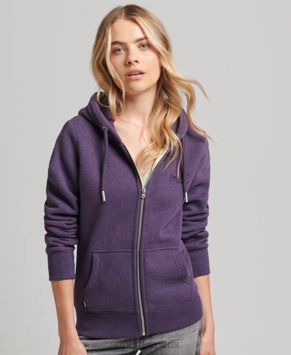 Superdry femmes sweat à capuche zippé essentiel en coton bio D64Z5930 vêtements violet
