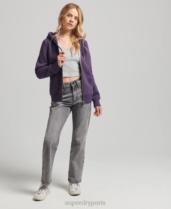 Superdry femmes sweat à capuche zippé essentiel en coton bio D64Z5930 vêtements violet