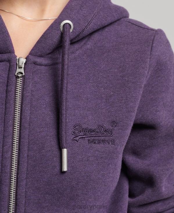 Superdry femmes sweat à capuche zippé essentiel en coton bio D64Z5930 vêtements violet