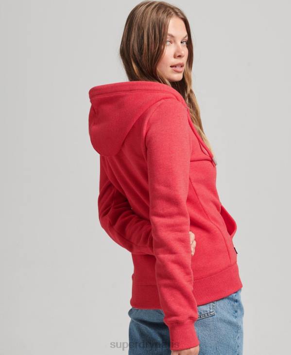 Superdry femmes sweat à capuche zippé essentiel en coton bio D64Z5938 vêtements rouge