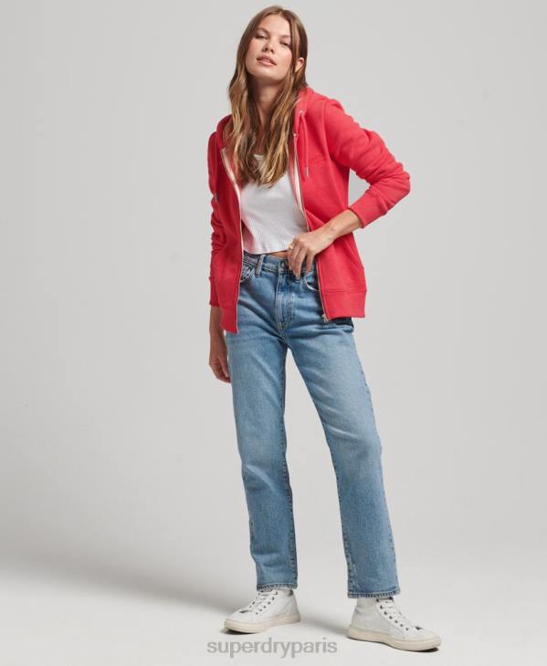 Superdry femmes sweat à capuche zippé essentiel en coton bio D64Z5938 vêtements rouge