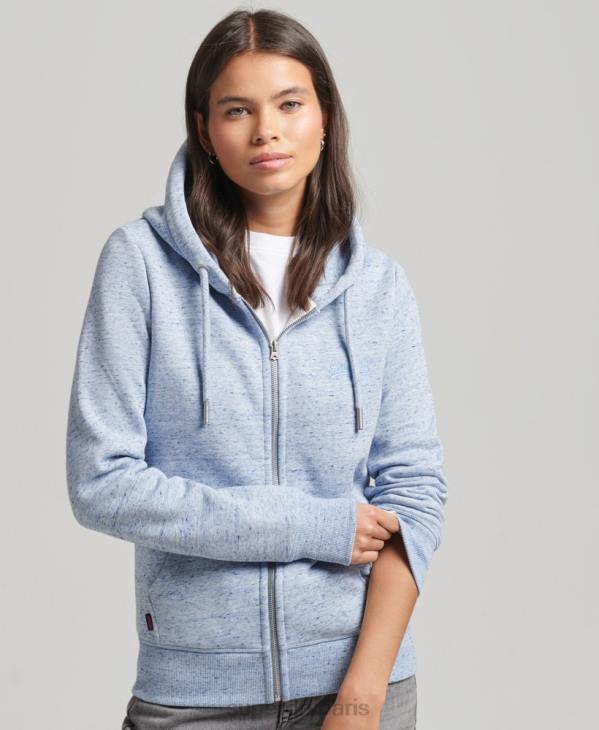 Superdry femmes sweat à capuche zippé essentiel en coton bio D64Z5963 vêtements bleu clair