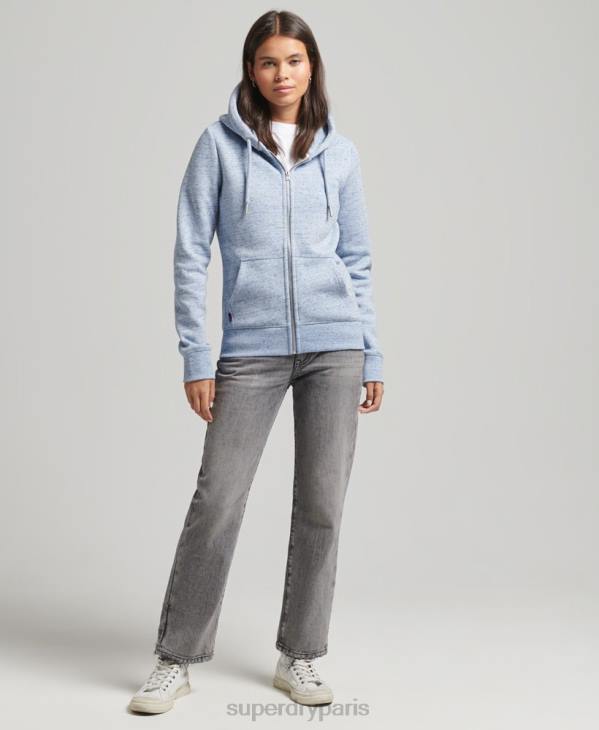 Superdry femmes sweat à capuche zippé essentiel en coton bio D64Z5963 vêtements bleu clair