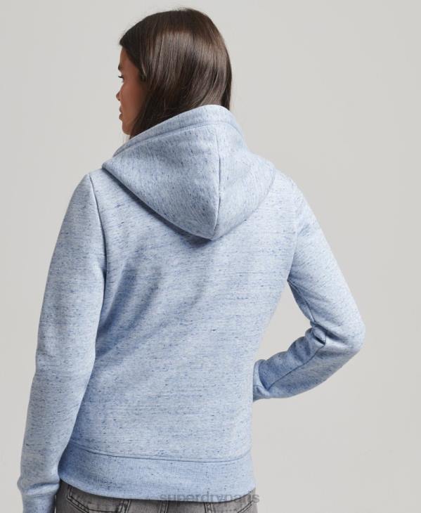 Superdry femmes sweat à capuche zippé essentiel en coton bio D64Z5963 vêtements bleu clair