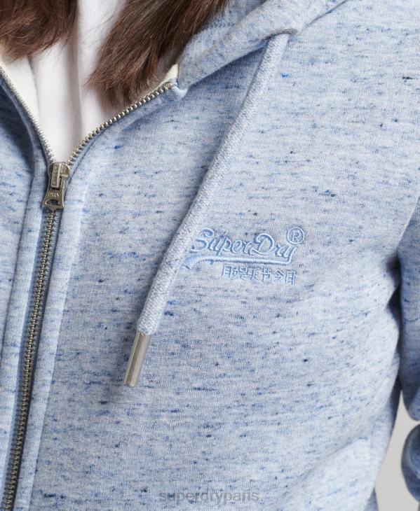 Superdry femmes sweat à capuche zippé essentiel en coton bio D64Z5963 vêtements bleu clair