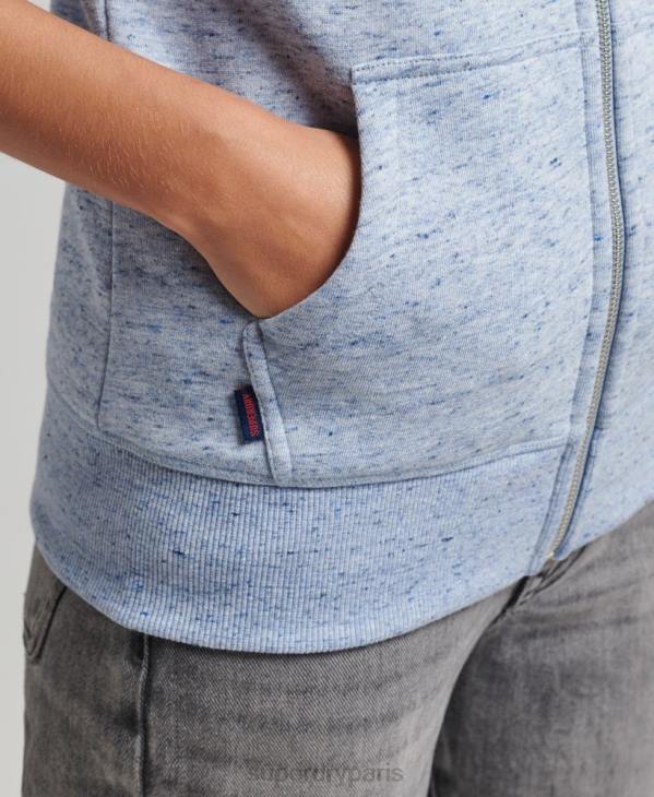 Superdry femmes sweat à capuche zippé essentiel en coton bio D64Z5963 vêtements bleu clair