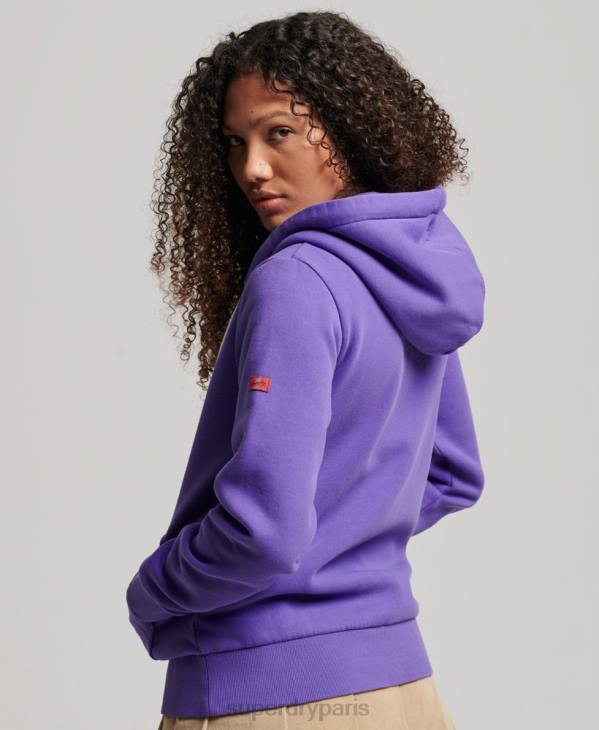 Superdry femmes sweat à capuche zippé fluo à logo vintage D64Z2287 vêtements violet