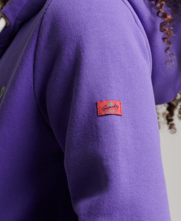 Superdry femmes sweat à capuche zippé fluo à logo vintage D64Z2287 vêtements violet
