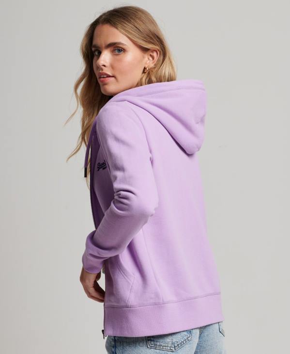 Superdry femmes sweat à capuche zippé à logo brodé D64Z2238 vêtements violet
