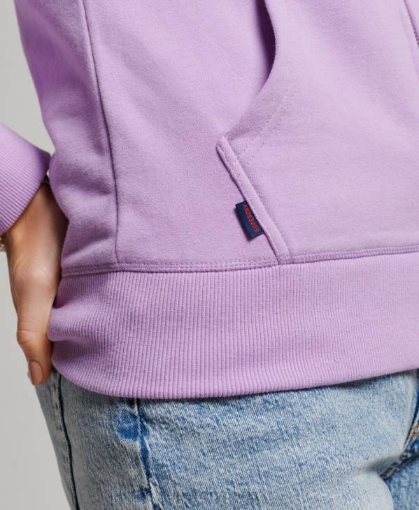 Superdry femmes sweat à capuche zippé à logo brodé D64Z2238 vêtements violet