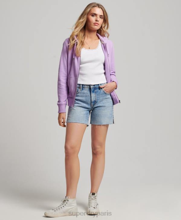 Superdry femmes sweat à capuche zippé à logo brodé D64Z2238 vêtements violet