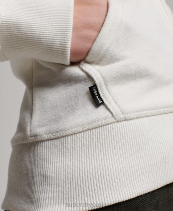 Superdry femmes sweat à capuche zippé à logo brodé D64Z2244 vêtements blanc