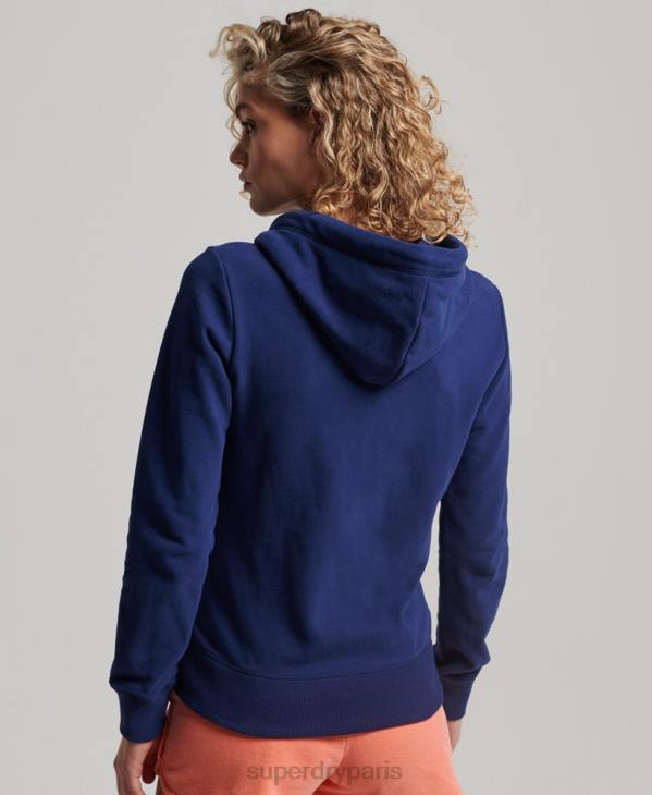 Superdry femmes sweat à capuche zippé à logo brodé D64Z2261 vêtements bleu