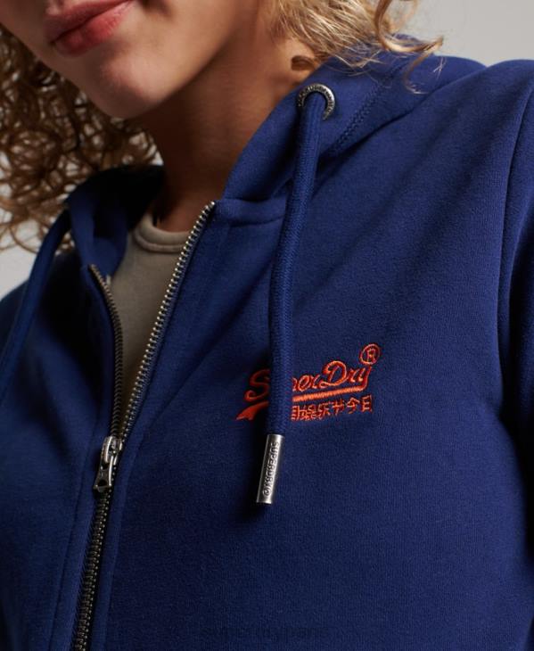 Superdry femmes sweat à capuche zippé à logo brodé D64Z2261 vêtements bleu
