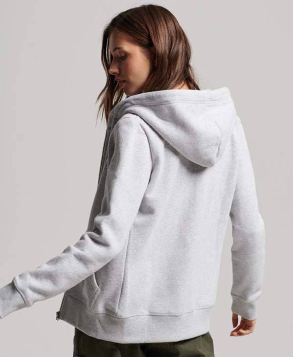 Superdry femmes sweat à capuche zippé à logo brodé D64Z3274 vêtements gris clair