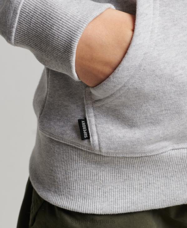 Superdry femmes sweat à capuche zippé à logo brodé D64Z3274 vêtements gris clair