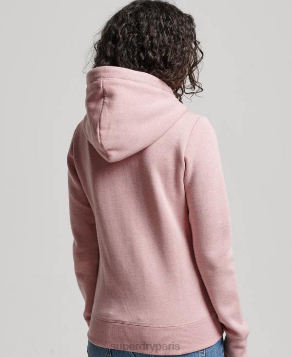 Superdry femmes sweat à capuche zippé à logo brodé D64Z3279 vêtements rose
